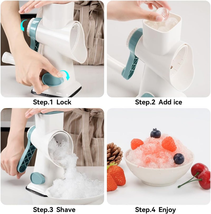 Badelite Rotary Ice Shaver with Handle Manual Hand Crank Snow Cone Maker Machine Qucik Shaved Ice Maker with Suction Feet, All Ice Cubes Fitted.Premium Portable Ice Crusher and Shaved Ice Machine. - Image 4